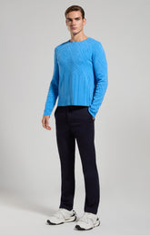 Men's jacquard knit pullover - SILVER LAKE BLUE | Bikkembergs