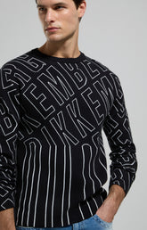 Men's jacquard knit pullover - BLACK | Bikkembergs