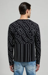 Men's jacquard knit pullover - BLACK | Bikkembergs