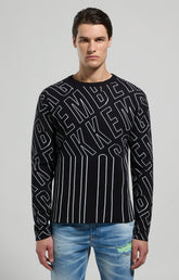 Men's jacquard knit pullover - BLACK | Bikkembergs