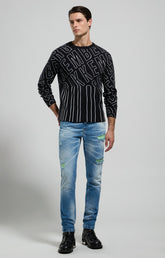 Men's jacquard knit pullover - BLACK | Bikkembergs