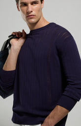Men's ribbed knit pullover - MOOD INDIGO | Bikkembergs