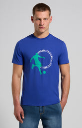 Men's soccer print T-shirt - slim fit - MAZARINE BLUE | Bikkembergs