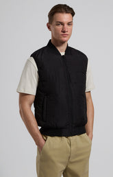 Sleeveless men’s jacket with all-over lettering - BLACK | Bikkembergs
