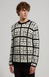Men’s sweater with all-over logo - WHITE/BLACK | Bikkembergs