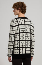 Men’s sweater with all-over logo - WHITE/BLACK | Bikkembergs