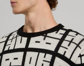 Men’s sweater with all-over logo - WHITE/BLACK | Bikkembergs