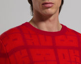 Men’s sweater with all-over logo - FIERY RED/SURF THE WEB | Bikkembergs