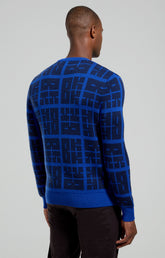 Men’s sweater with all-over logo - BLACK IRIS | Bikkembergs