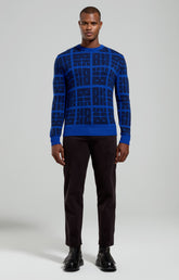 Men’s sweater with all-over logo - BLACK IRIS | Bikkembergs