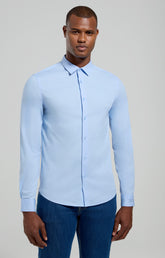 Men’s shirt with embroidered cuff - CELESTIAL BLUE | Bikkembergs