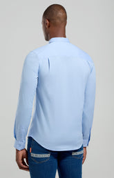 Men’s shirt with embroidered cuff - CELESTIAL BLUE | Bikkembergs