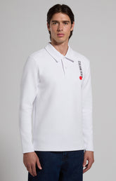 Long-sleeve polo shirt for men - WHITE | Bikkembergs