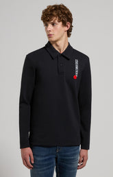 Long-sleeve polo shirt for men - BLACK | Bikkembergs