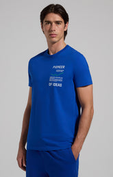 Slim fit men’s T-shirt with “Pioneer” print - SURF THE WEB | Bikkembergs