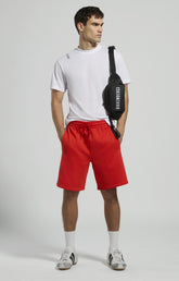 Men's fleece shorts with mesh inserts - FIERY RED | Bikkembergs