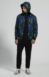 Men's all-over logo windbreaker - BLACK | Bikkembergs