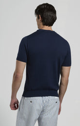 Men's short-sleeve knit sweater - BLACK IRIS | Bikkembergs