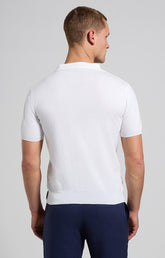 Men's knit polo shirt with insert panel - WHITE | Bikkembergs