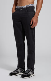 Men's black embroidered regular-fit jeans - L10 BLACK DENIM | Bikkembergs