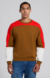 Men's brown color-block cotton sweatshirt - Full Price | Bikkembergs
