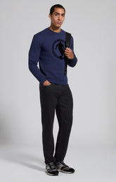 Men's blue cotton sweatshirt with Soccer embroidery - Casual Edit | Bikkembergs