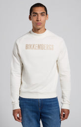 Men's white cotton sweatshirt with embroidered logo - Full Price | Bikkembergs