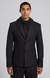 Men's grey flannel layering-effect blazer - DARK GREY MELANGE | Bikkembergs