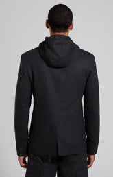 Men's grey flannel layering-effect blazer - DARK GREY MELANGE | Bikkembergs