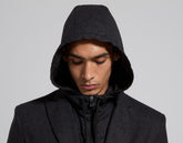 Men's grey flannel layering-effect blazer - DARK GREY MELANGE | Bikkembergs