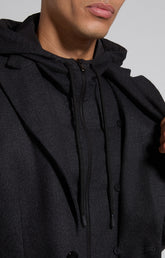 Men's grey flannel layering-effect blazer - DARK GREY MELANGE | Bikkembergs