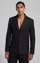 Men's grey flannel layering-effect blazer - DARK GREY MELANGE | Bikkembergs