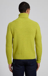 Men's yellow cable-knit turtleneck sweater - CITRONNELLE | Bikkembergs