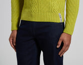 Men's yellow cable-knit turtleneck sweater - CITRONNELLE | Bikkembergs