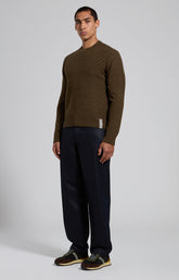 Men's green wool crewneck sweater - Full Price | Bikkembergs