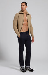 Men's beige wool zip-up cardigan - Full Price | Bikkembergs
