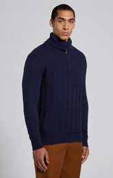 Men's blue wool sweater with oversized collar - Full Price | Bikkembergs