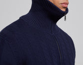 Men's blue wool sweater with oversized collar - Full Price | Bikkembergs