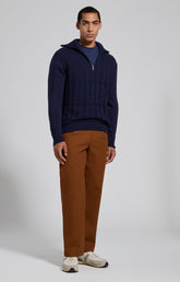 Men's blue wool sweater with oversized collar - Full Price | Bikkembergs