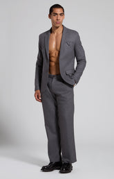 Men's grey wide-fit flannel pants - Casual Edit | Bikkembergs
