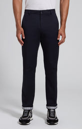 Men's blue cotton pants with embroidered logo - Full Price | Bikkembergs