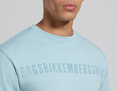 Men's light blue cotton T-shirt with burnout print - Casual Edit | Bikkembergs
