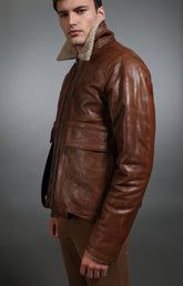 Men's leather zip front jacket - BROWN | Bikkembergs