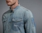 Men's washed denim shirt - DENIM | Bikkembergs