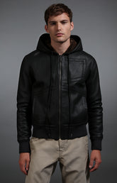 Men's sheepskin hooded bomber jacket - Full Price | Bikkembergs
