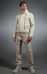 Men's sheepskin biker jacket - WHITE | Bikkembergs