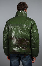 Men's ultra-shine green down jacket - Full Price | Bikkembergs