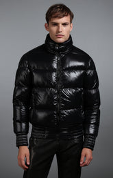 Men's shiny black down jacket - Full Price | Bikkembergs