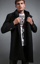 Men's black wool coat - Full Price | Bikkembergs