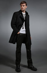 Men's black wool coat - Full Price | Bikkembergs
